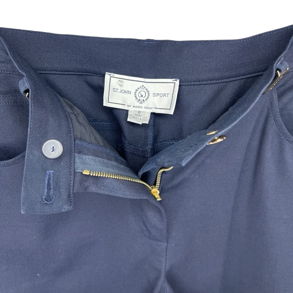 St John Sport Navy Straight Leg Pants Gold Accents 8 - Picture 6 of 6